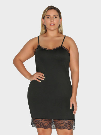 Split Hem Lace Trim Dress