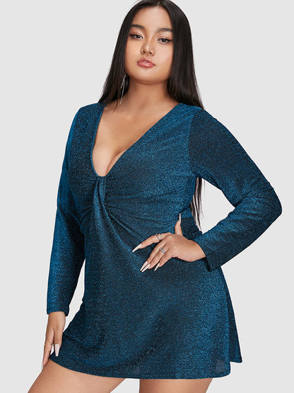 Deep V Neck Glitter Dress