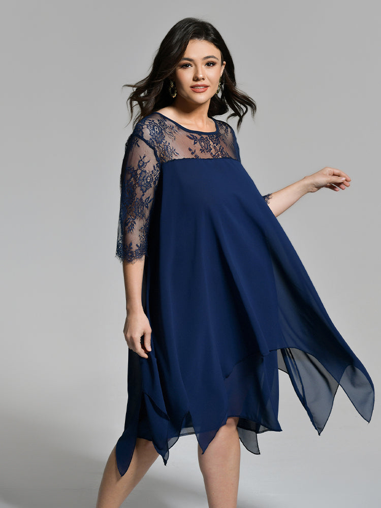 Lace Patchwork Irregular Dress