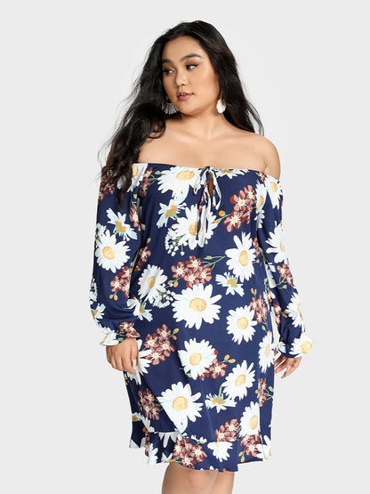 Off Shoulder Knot Floral Dress