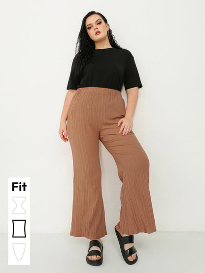 Pleated Solid Wide-leg Pants