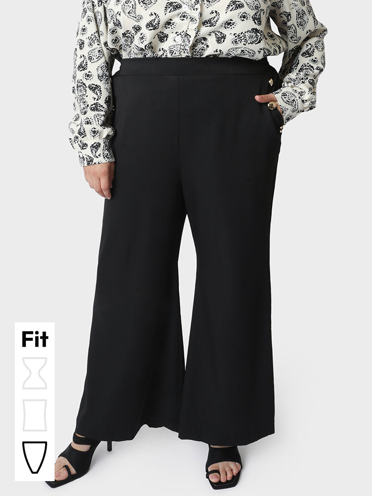 Button Wide Leg Pants