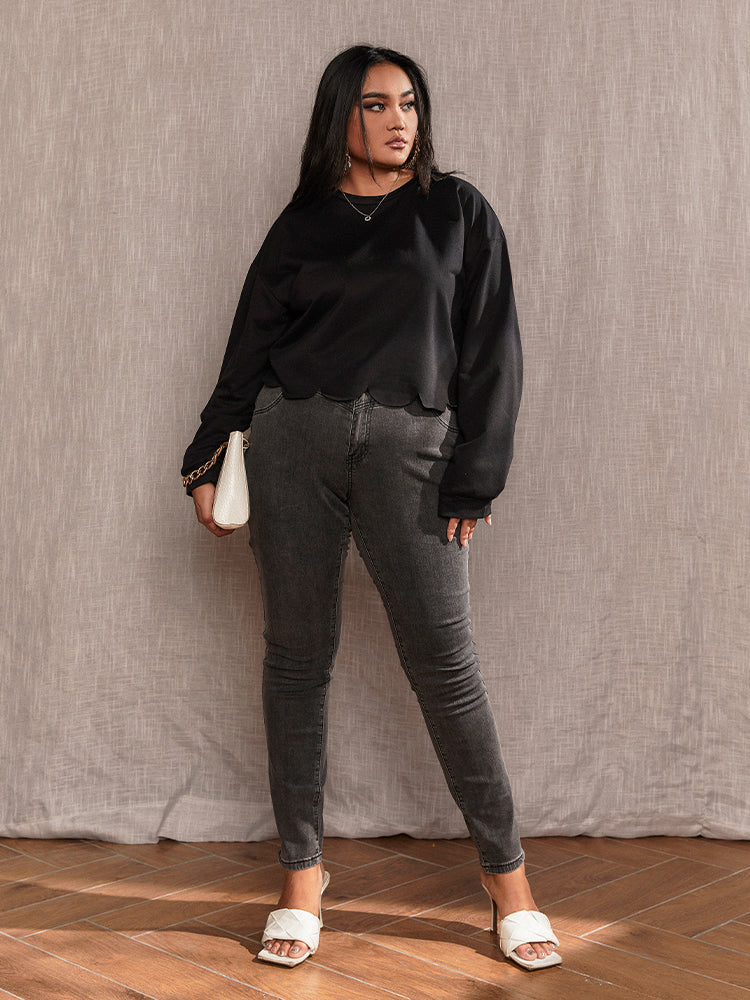 Wave Hem lLong Sleeve T-shirt