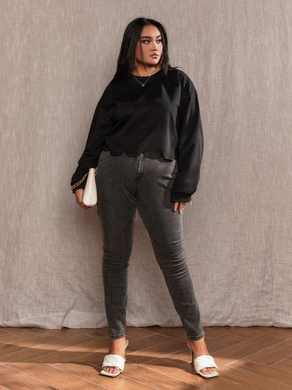 Wave Hem lLong Sleeve T-shirt