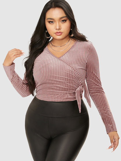 Corduroy Side Knot Crop Top