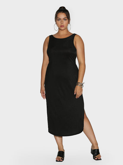 Back Cut Out Split Hem Dress