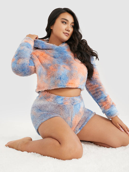 Tie Dye Fleece Hooded Lounge Set