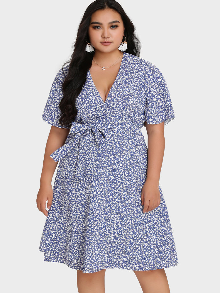 Floral Wrap Midi Dress