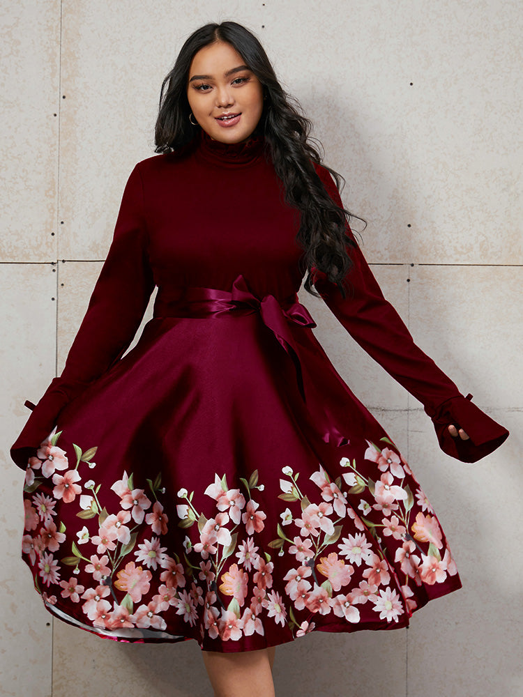 Floral Ribbon Knotted Dress