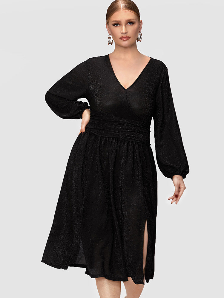 High Split V-neck Dress