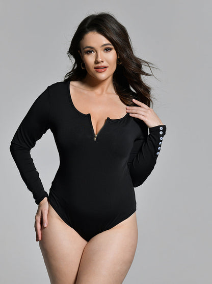 Basic Zipper Collar Bodysuits