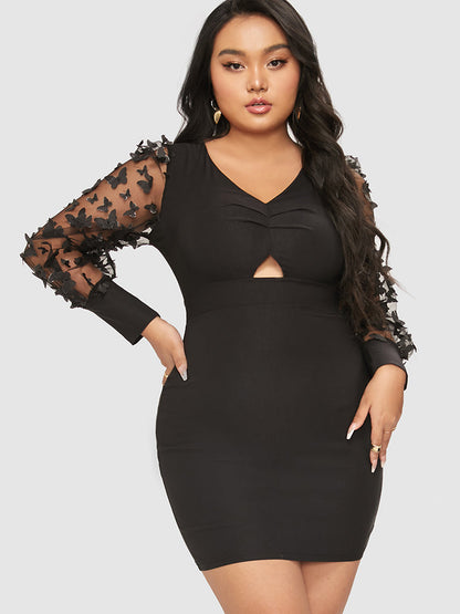 Butterfly Patched Cut Out Bodycon Dress