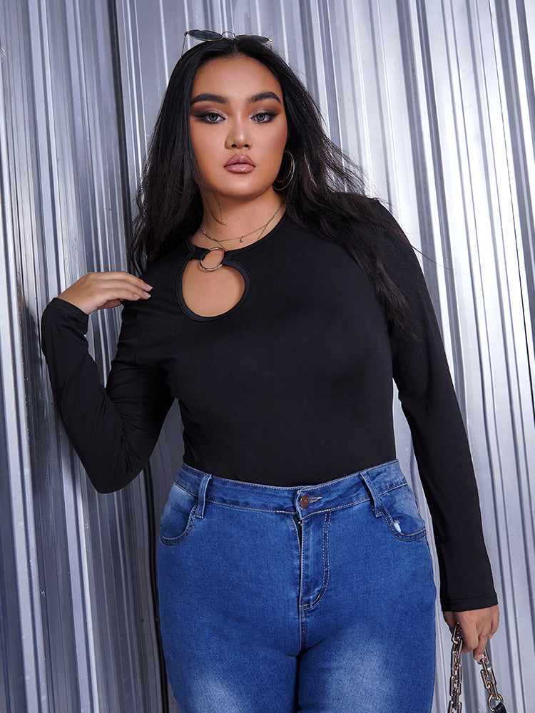 Circle Cut Out Long Sleeve T-shirt