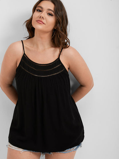 Solid Lace Patchwork Cut Out Cami Top