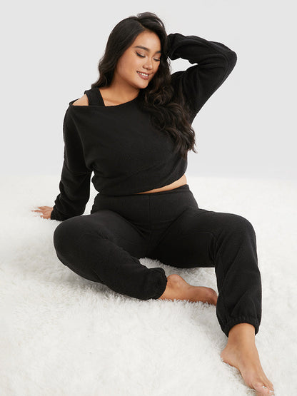 3pcs Solid Teddy Lounge Set