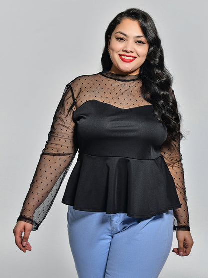 Polka Dot Mesh Blouse