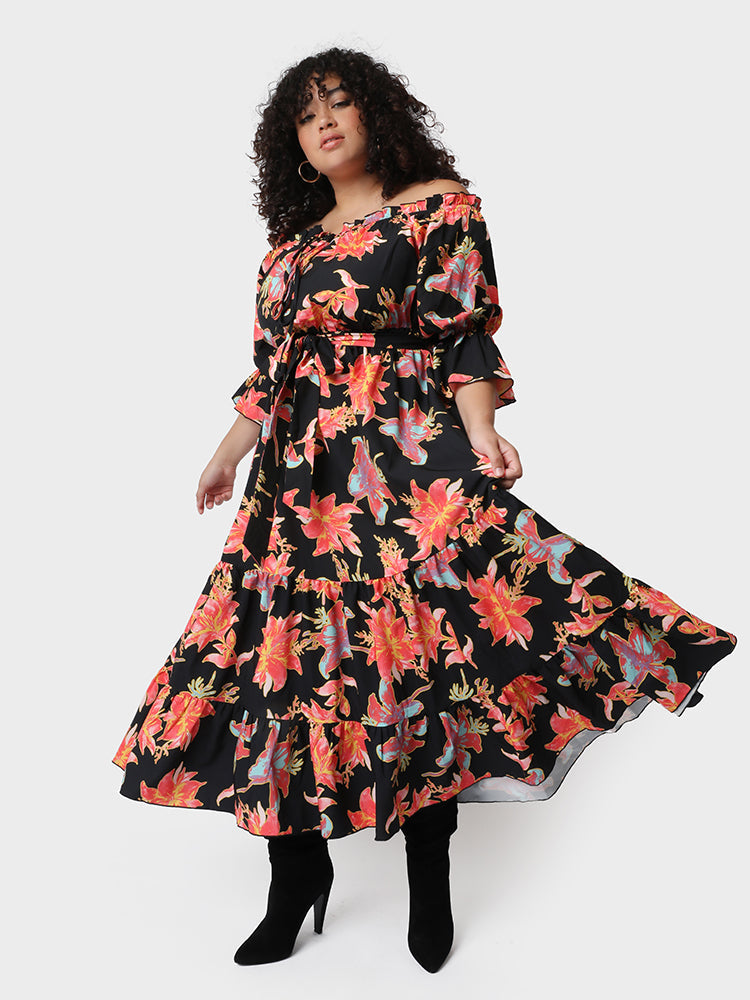 Floral Off Shoulder Maxi Dress