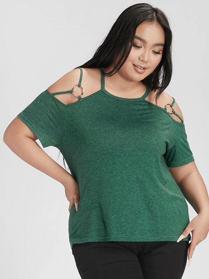 Cold Shoulder O-Ring Marled T-shirt