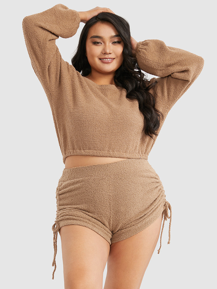 Flannel Side Drawstring Lounge Set