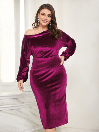 Bishop Sleeve One-shoulder Bodycon Dress