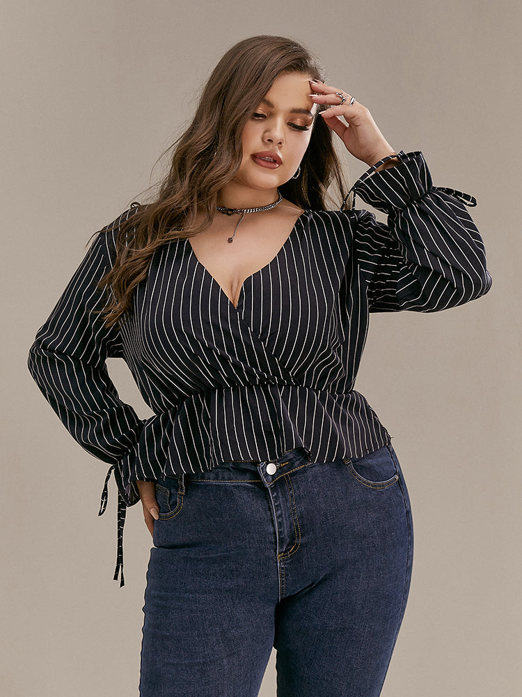 Knotted Surplice Neck Blouse