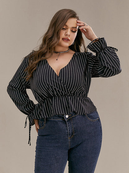 Knotted Surplice Neck Blouse