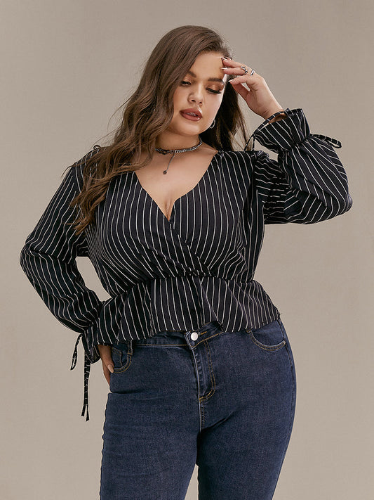 Knotted Surplice Neck Blouse