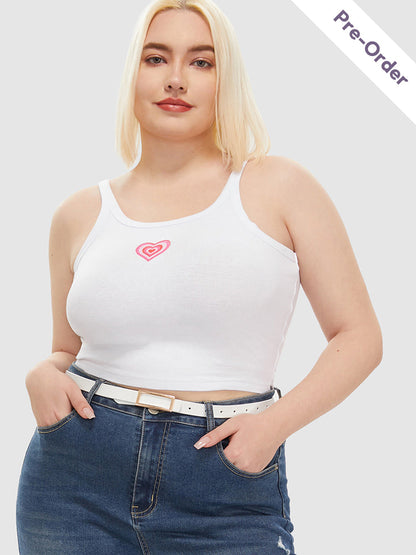 Heart Print Crop Tank Top