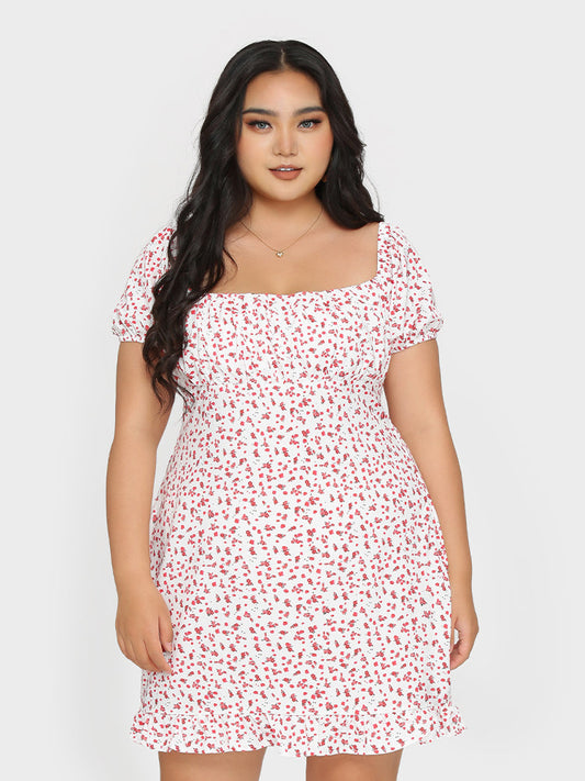 Ditsy Square Neck Dress