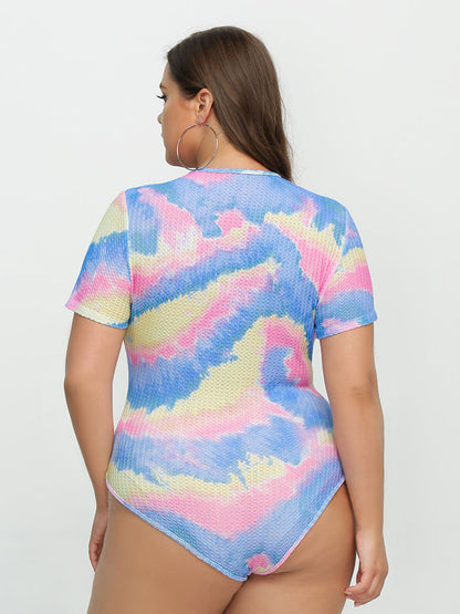 Tie Dye Button Short Sleeve Top