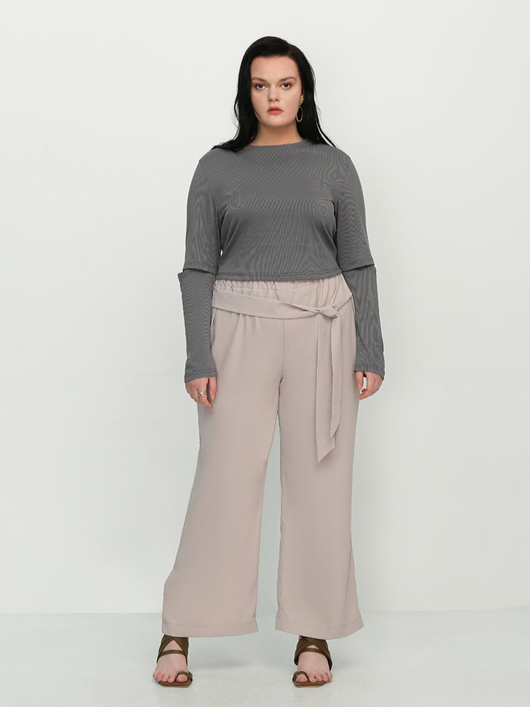 Cut Out Sleeve Round Neck T-Shirt