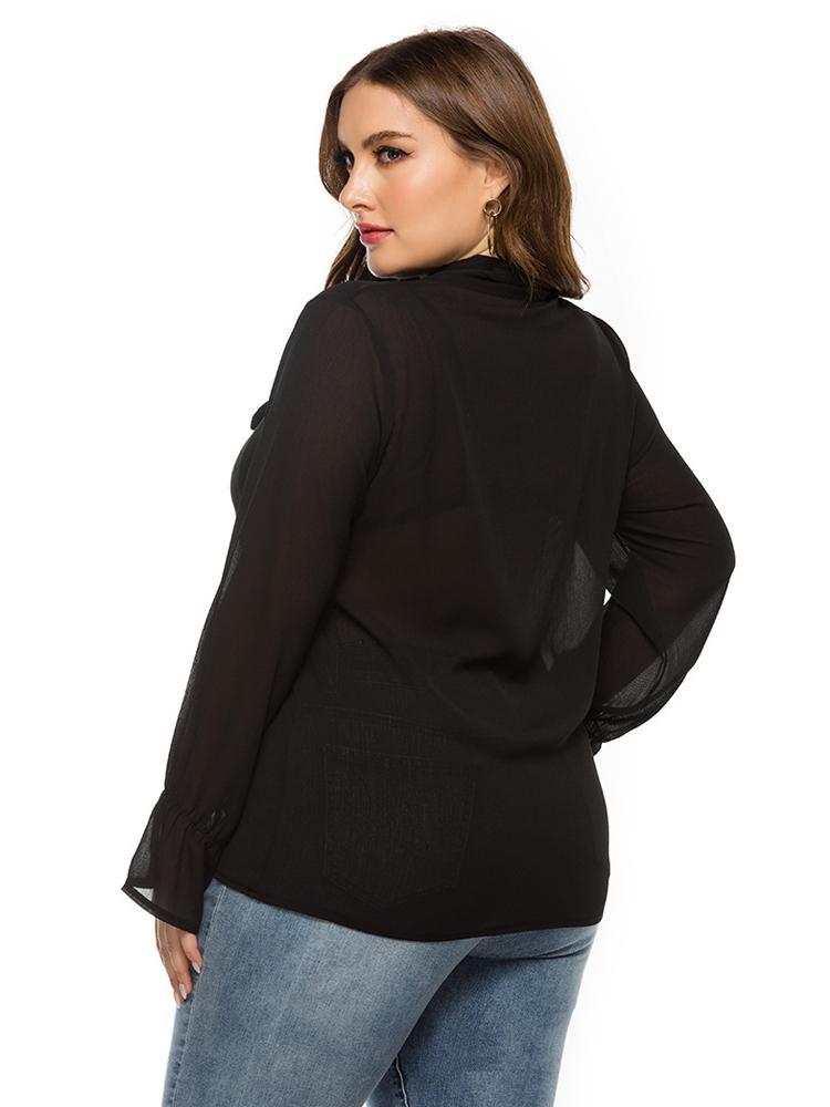 Tie Detail Sheer Chiffon Blouse