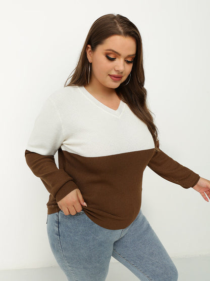 Color Block V-neck Sweater