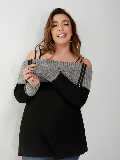 Contrast Color  Backless Regular T-shirt