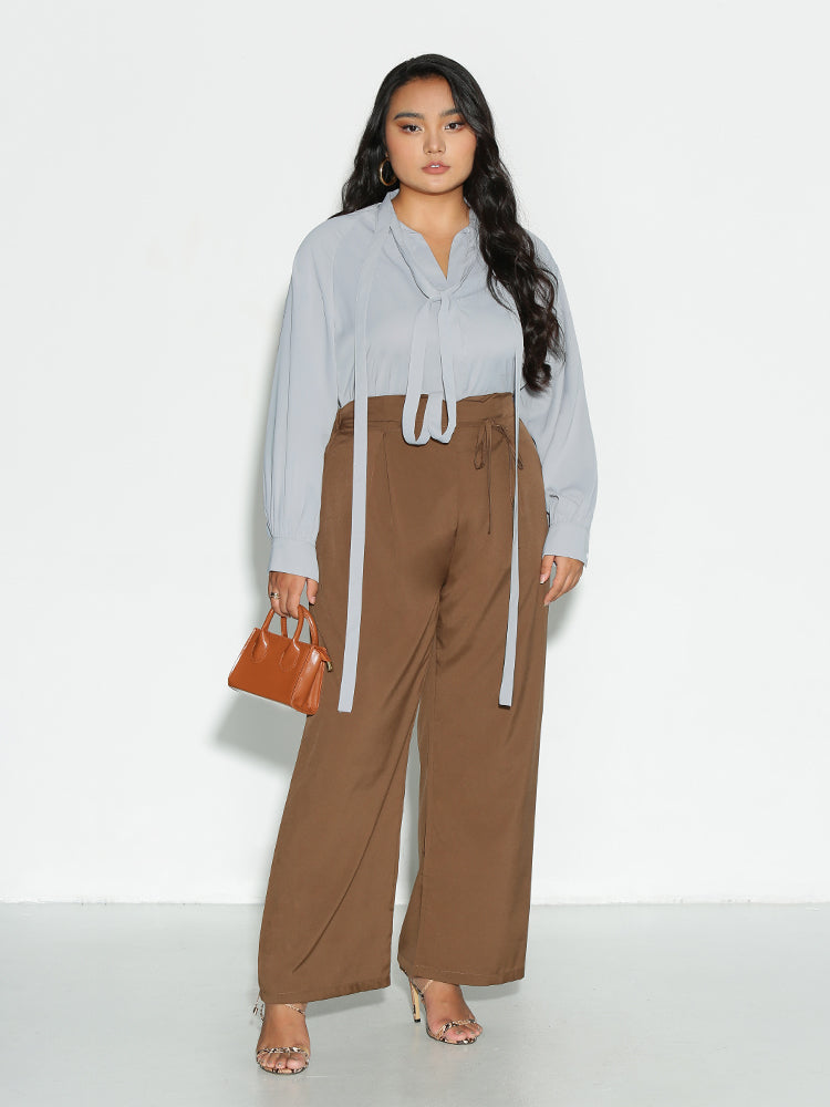 Extended Collar Lapel Blouse