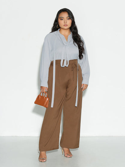 Extended Collar Lapel Blouse