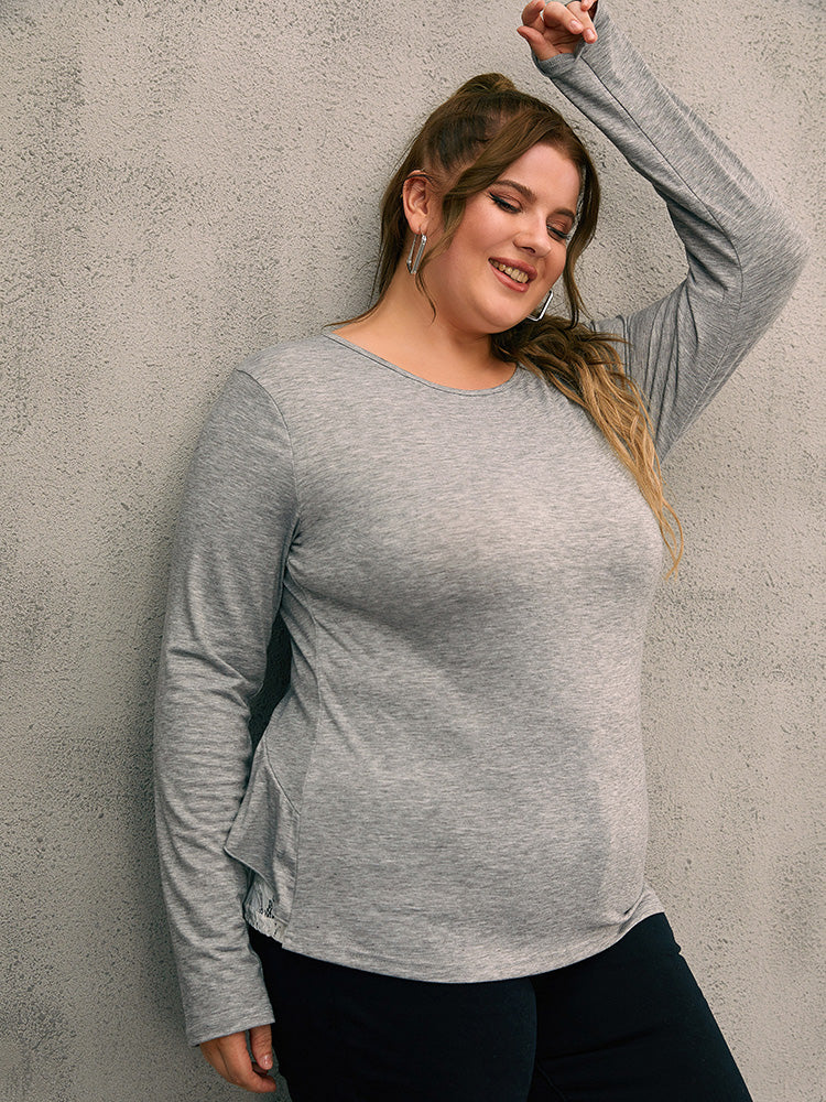 Sexy Lace Patchwork Round Neck T-shirt