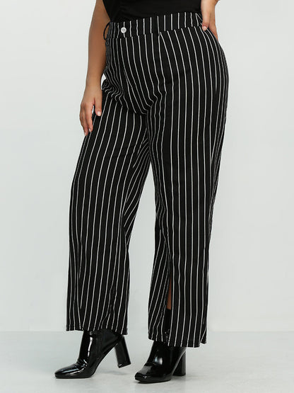 Split Hem Striped Pants
