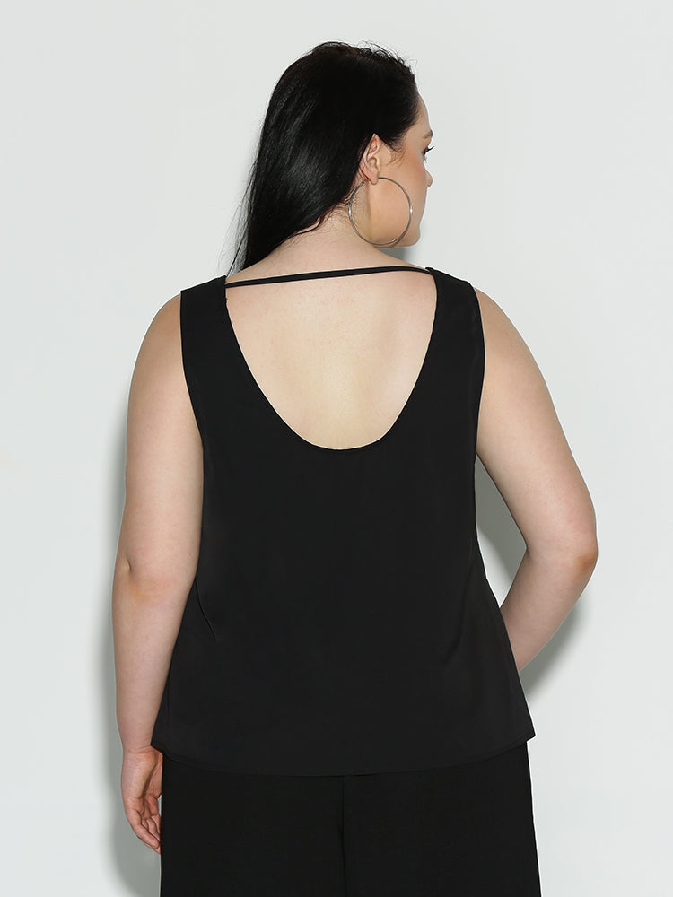 Open Back Solid Tank Top