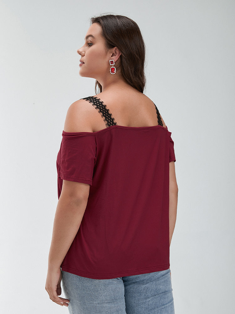 Ties Lace Cold Shoulder T-shirt