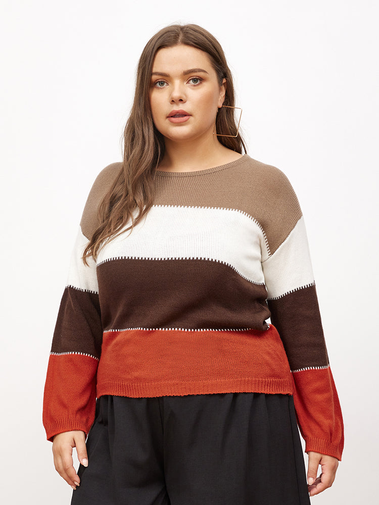 Color Block Striped Pullover Sweater