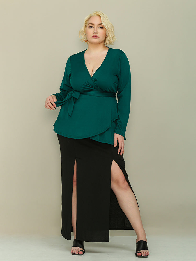 Lace Up Irregular V-neck Top