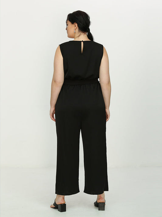 Button Sleeveless Jumpsuit