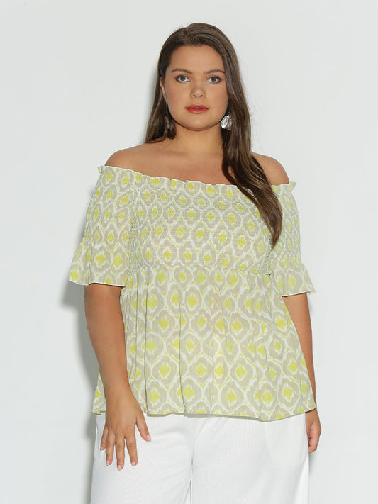 Smocking Shirred Tiered Blouse