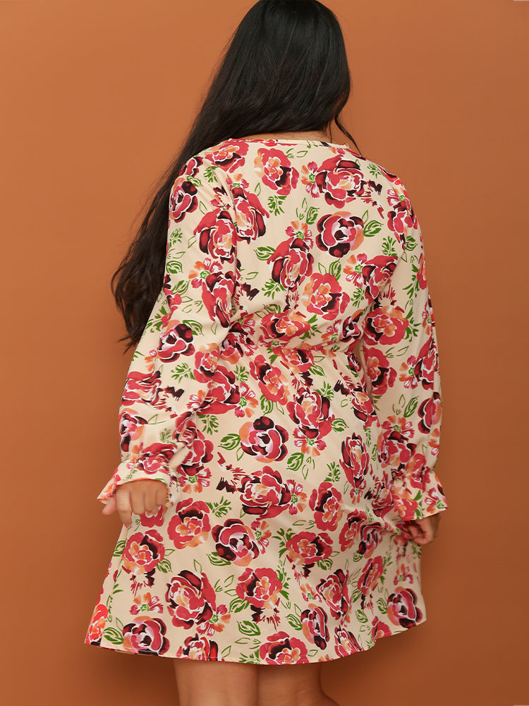 Long Sleeve Floral Print Dress