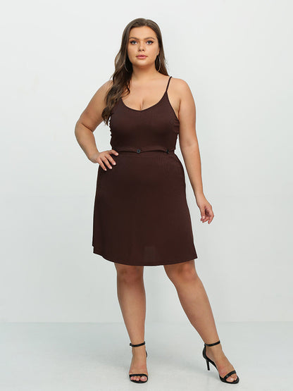 Button Waist Backless Cami Dress