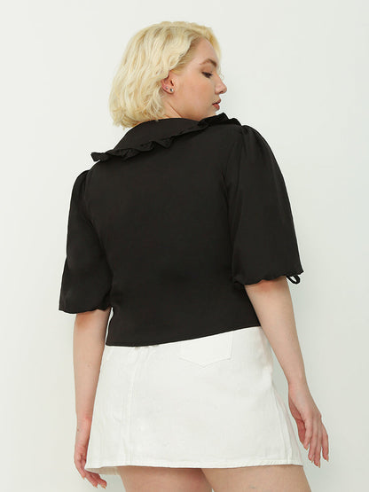 Peter Pan Collar Knotted Blouse