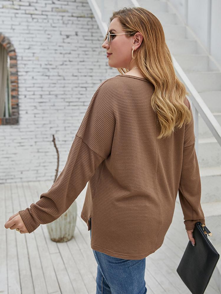 Basic Waffle V-neck T-shirt