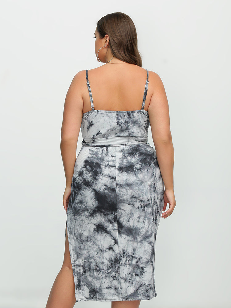 Tie Dye Belted Cami Dress