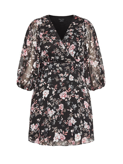 Floral Printed Lantern Sleeve Dress